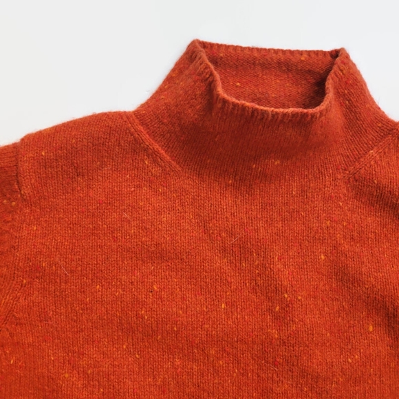 L.L. Bean Burnt Orange Speckled Lambswool Mohair Mock Neck Sweater - Picture 7 of 12